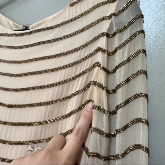 ALICE + OLIVIA | Laia Bell Sleeve Sequin Silk Stripe Dress $600+ Size Medium - Picture 13 of 14